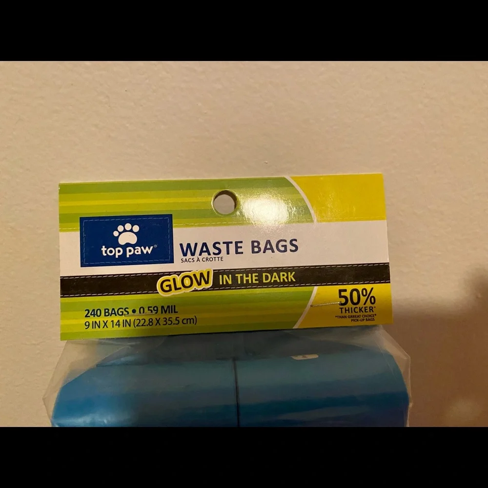 Top Paw Glow-in-the-Dark Dog Waste Bags – 240 Count (Thicker Design)